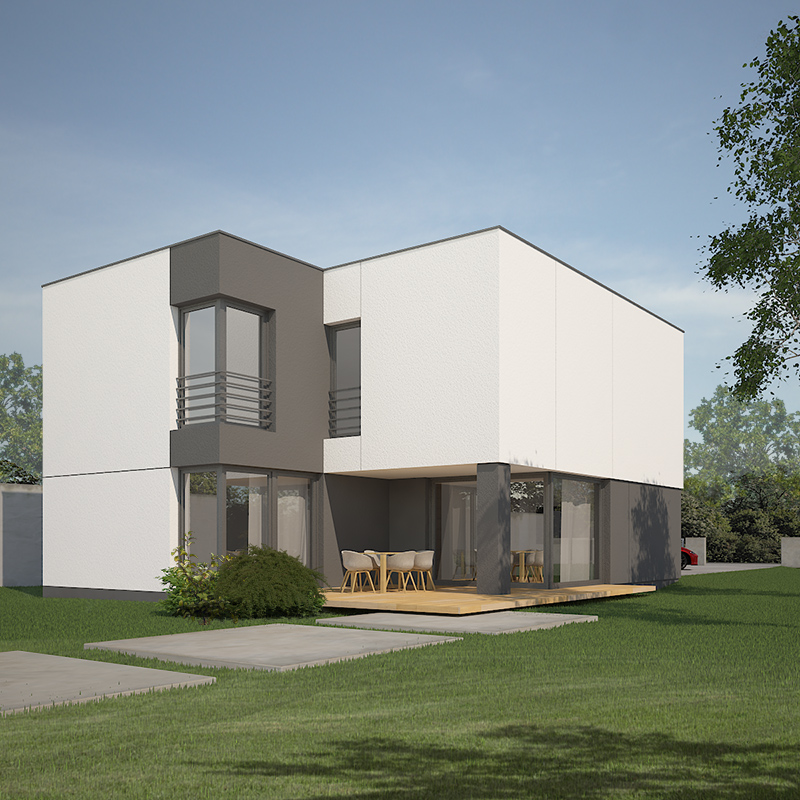 Projekt domu w granicy z paskim dachem