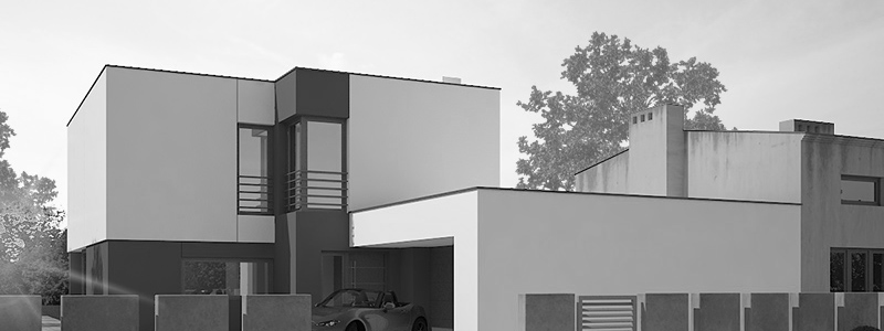Projekt domu z paskim dachem w granicy
